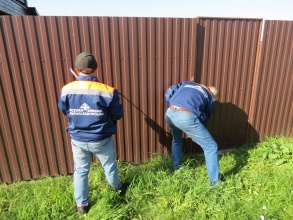 Забор из профнастила с утрамбовкой щебнем 79 метров фото в Некрасовском